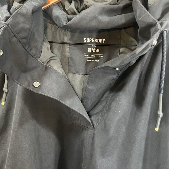 Superdry Quarter Snap Button Jacket Women Sz 10 Waist Drawstring Lined Black - Picture 6 of 14